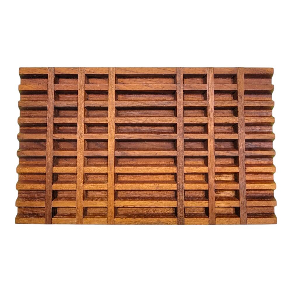 Vintage Dansk IHQ Teak Bread Cutting Board Trivet Slotted Crumb Catcher MCM